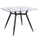 Clara Mid-Century Modern Square Dining Table w/ Black Metal Legs & Clear Glass Top - Lumisource DT-CLR3838 BKGL