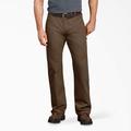 Dickies Men's Relaxed Fit Duck Carpenter Pants - Rinsed Timber Brown Size 38 30 (DU250)