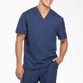 Dickies Men's Dynamix V-Neck Scrub Top With Zip Pocket - Navy Blue Size M (DK610)