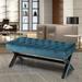 House of Hampton® Arkansas Bench Upholstered/Microfiber/Microsuede/Fabric in Blue | 20 H x 42 W x 16 D in | Wayfair