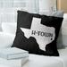 East Urban Home H-Town Texas Pillow Throw Pillow Polyester/Polyfill/Cotton Blend in Black | 16 H x 16 W x 3 D in | Wayfair