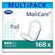 MoliCare Pad, Incontinence Pad for Women and Men with Bladder Weakness, 3 Drops, 6 Packs of 28 (168 Pieces)