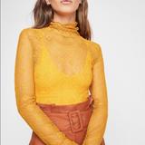 Free People Tops | Intimately Free People Rust Lace Turtle Neck Top | Color: Yellow | Size: Xs