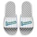 Men's ISlide White Milwaukee Brewers Cooperstown Pinstripe Logo Slide Sandals