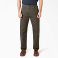 Dickies Men's Big & Tall Relaxed Fit Heavyweight Duck Carpenter Pants - Rinsed Moss Green Size 48 30 (1939)