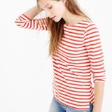 J. Crew Tops | J.Crew Striped Boatneck T-Shirt | Color: Cream/Red | Size: S