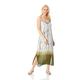 Roman Originals Women Tie Dye Embellished Midi Dress - Ladies Summer Holiday Cruise Beach Round Neck Sleeveless Longline Floaty Strappy Cami Beaded Embroidered Shift Dresses - Khaki - Size 14