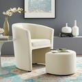 Arm Chair - Divulge Performance Velvet Arm Chair & Ottoman Set by Modway Fabric in White | 30 H x 28 W x 22 D in | Wayfair EEI-3607-IVO