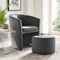 Arm Chair - Divulge Performance Velvet Arm Chair & Ottoman Set by Modway Fabric in Gray | 30 H x 28 W x 22 D in | Wayfair EEI-3607-GRY