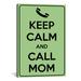 Winston Porter Jetter Keep Calm & Call Mom - Textual Art on Canvas in Black/Green | 12 H x 8 W x 0.75 D in | Wayfair