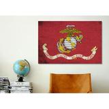 Winston Porter Flags U.S. Marine Grunge Painted Graphic Art on Wrapped Canvas Metal in Red/Yellow | 40 H x 60 W x 1.5 D in | Wayfair