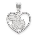 Women's Kansas Jayhawks Sterling Silver Logo Heart Pendant