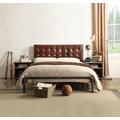 Brancaster Queen Bed in Vintage Brown Top Grain Leather - Acme Furniture 26210Q