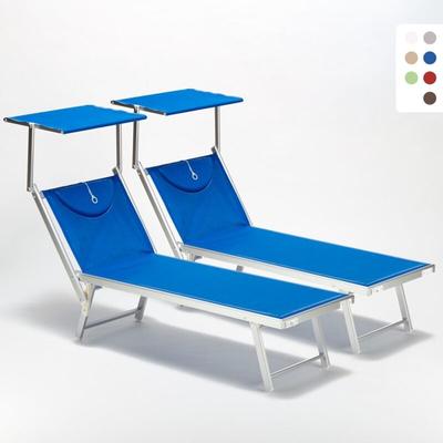 Beach And Garden Design - 2er Set Liegestühle Strandliegen Sonnenliegen aus Aluminum Santorini Image