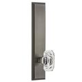 Grandeur Carré Tall Plate Privacy w/ Baguette Clear Crystal Door Knob Brass/Crystal in Gray | 11 H x 2.5 W in | Wayfair 837071