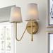 Birch Lane™ Roan 2 - Light Dimmable Armed Sconce Metal/Fabric in Yellow | 8 H x 13 W x 8.5 D in | Wayfair F91AC0D1D37C4F54813A07E4C56A75E1