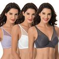 Curve Muse Women's Plus Size Minimizer Unlined Underwire Full Coverage Bra-3PK-LAVENDER,Gray,CREAM-46DD (EU:105E)