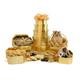 Cookies & Cake Hamper Tower - 5-Tier Gift Tower - Reusable Golden Gift Boxes Packed With Treats & Hand Tied With Ribbon