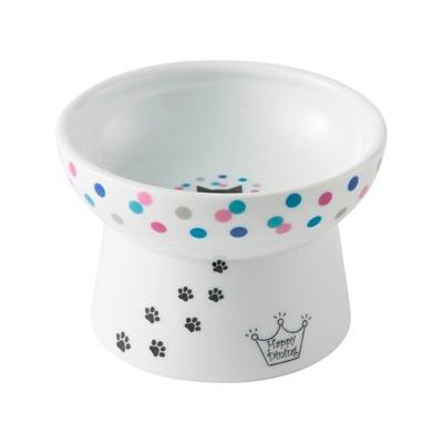 Necoichi Raised Cat Food Bowl, Colorful Dots, Regular