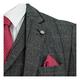 Mens 3 Piece Tweed Suit Vintage Charcoal Grey Herringbone Check Retro Slim Fit Jacket, Waistcoat, Trousers (42UK Jacket/Waistcoat, 36UK Trouser, Short Suit)
