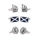 Onyx - Art Set of 3 Pairs of Mens Shirt Cufflinks Scottish Themed Including Scottish Thistle Highland Bagpipes and The St Andrews Cross Saltire Flag of Scotland Presented in Cufflink Gift Box