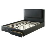 Latitude Run® Lerma Storage Platform Bed Upholstered/Faux leather in Black/Brown | 48 H x 55 W x 78 D in | Wayfair 5CB102475CE04375ACEB927B8E9DAFB7