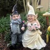 HomeStyles Nowaday Gnome Bride & Groom Wedding Married Couple Garden Statue Concrete/Stone in Black/Gray/White | 14 H x 12 W x 7.75 D in | Wayfair