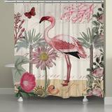 Bay Isle Home™ Hammonds Botanical Flamingo Single Shower Curtain Polyester in Brown/Red | 71 H x 72 W in | Wayfair 2B62B4B265E84F53BB47D949C56B8DA4