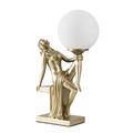 MiniSun Matt Gold Art Deco Table Lamp with a White Opal Glass Globe Shade