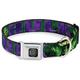 Buckle-Down Hundehalsband, Sicherheitsgurt-Schnalle, Hulk-Gesicht, Nahaufnahme, Action-Pose, Grün, Violett, 38,1 bis 66 cm, 2,5 cm breit