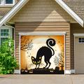 The Holiday Aisle® Cat Full Moon Car Garage Door Mural Polyester in Black | 84 H x 96 W x 0.5 D in | Wayfair C311F0A857D4471BA58C1035712963F0