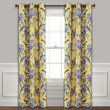 Farmhouse Bird & Flower Insulated Grommet Blackout Window Curtain Panels Yellow/Blue 38X84 Set - Lush Decor 16T004504