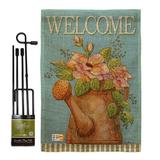 Breeze Decor Welcome Watering Can Burlap Inspirational Sweet Home Impressions 2-Sided Polyester 18.5 x 13 in. Flag Set in Brown/Gray | Wayfair