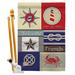 Breeze Decor Shoreline Collage Nautical Impressions Decorative Vertical 2-Sided 40 x 28 in. Flag Set in Blue/Brown | 40 H x 28 W x 1 D in | Wayfair