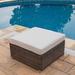 Wrought Studio™ Laarous Outdoor Furniture Add-On Ottoman For Expanding Wicker Sectional Sofa Set W Warm Gray Thick Cushion For Garden, Pool | Wayfair