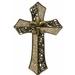 Fleur De Lis Living Polyresin Ornate Hollowed Black Scrollwork w/ Fleur De Lis Hanging Wall Cross Décor in Gray/Yellow | Wayfair