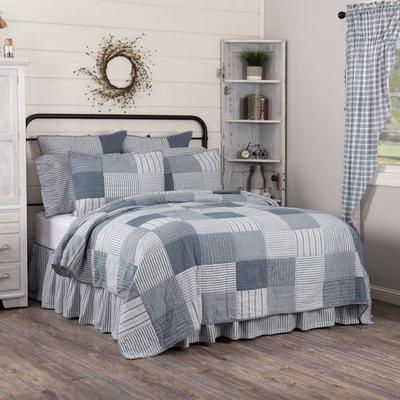 Sawyer Mill Blue Patchwork Quilt Steel Blue, Super King, Steel Blue