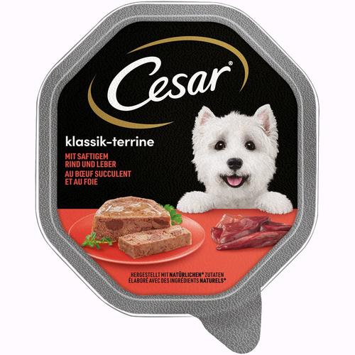 28 x 150g Schale Klassiker Rind & Leber Cesar Hundefutter nass