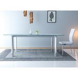 Orren Ellis Dumel Extendable Dining Table Glass/Metal in Gray/White | 29.92 H in | Wayfair 320F115A1D044138A2EA69A45995180B