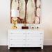 Worlds Away Luke 6 Drawer Double Dresser Wood in White | 34 H x 60 W x 20 D in | Wayfair LUKE WHN