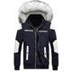 YYZYY Men's Winter Hooded Warm Parka Coat Thick Cotton Full Zip Long Sleeve Long Jacket Fleece Lined Outwear Faux Fur Hood (XL, T31 - Navy/White)