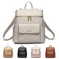 Monaco Diaper Bag Backpack by Luli Bebe - Chic Vegan Leather Diaper Bag Backpack, Pearl White, Large (Pack of 1), Modern