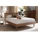 Baxton Studio Rina Mid-Century Modern Ash Wanut Finished Wood & Synthetic Rattan Queen Size Platform Bed w/ Wrap-Around Headboard - MG97151-Ash Walnut Rattan-Queen