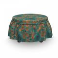East Urban Home Nature Scroll Artwork Ottoman Slipcover Polyester in Blue/Brown/Green | 16 H x 38 W x 0.1 D in | Wayfair
