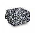 East Urban Home Flower Garden Vintage Blossoms 2 Piece Box Cushion Ottoman Slipcover Set in Black/Blue/Gray | 16 H x 38 W x 0.1 D in | Wayfair