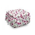 East Urban Home Lily Blossoms Garden Art Ottoman Slipcover Polyester in Pink | 16 H x 38 W x 0.1 D in | Wayfair 29980D0891804F08A3531D58E0E15632
