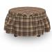 East Urban Home Plaid Old Fashioned Tartan 2 Piece Box Cushion Ottoman Slipcover Set Polyester in Brown/Pink | 16 H x 38 W x 0.1 D in | Wayfair