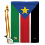 Breeze Decor South Sudan Flags Of The World Nationality Impressions Decorative Vertical 2-Sided 28 x 40 in. Flag set in Black/Blue/Green | Wayfair