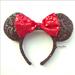 Disney Costumes | Euc Disney Parks Minnie Mouse Ears Red Sequin Bow | Color: Black/Red | Size: Osg