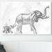 House of Hampton® Elephant Mom & Baby by Oliver Gal - Graphic Art Print on Canvas Canvas, Wood in White/Brown | 36 H x 54 W x 1.5 D in | Wayfair